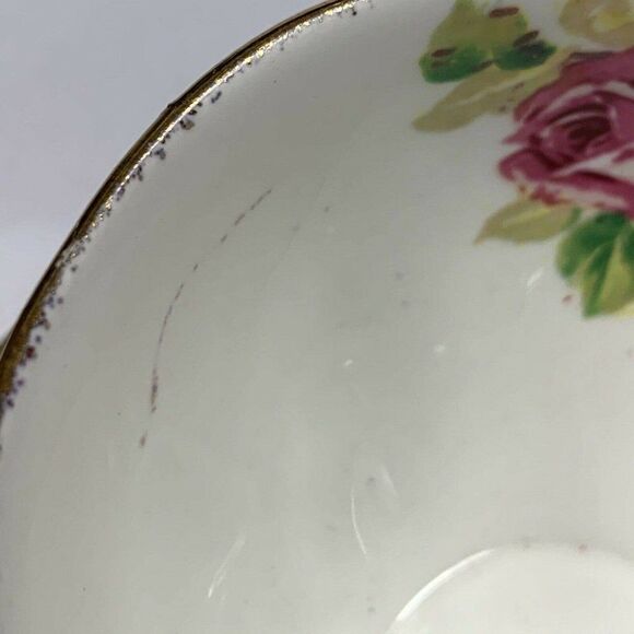 Lady Margaret Tea Cup & Saucer Fine Bone Queen Anne China Roses Print England - Picture 5 of 12
